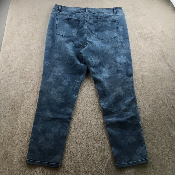 J. Jill Women Jeans Size 14 Authentic Fit Slim Ankle Straight Blue Denim Floral - Picture 15 of 15